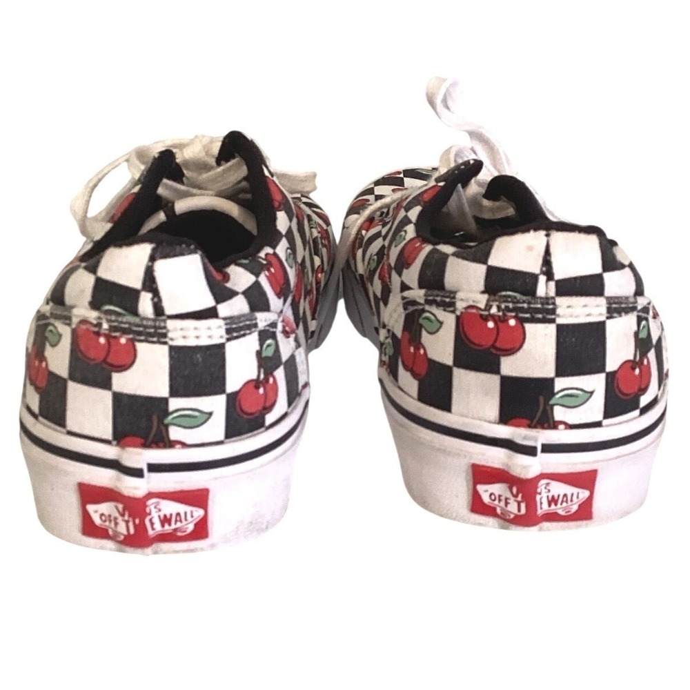 Vans Era Checkerboard Cherry Sneakers Black White Red Low Top Shoes - 6 Womens - Picture 5 of 6